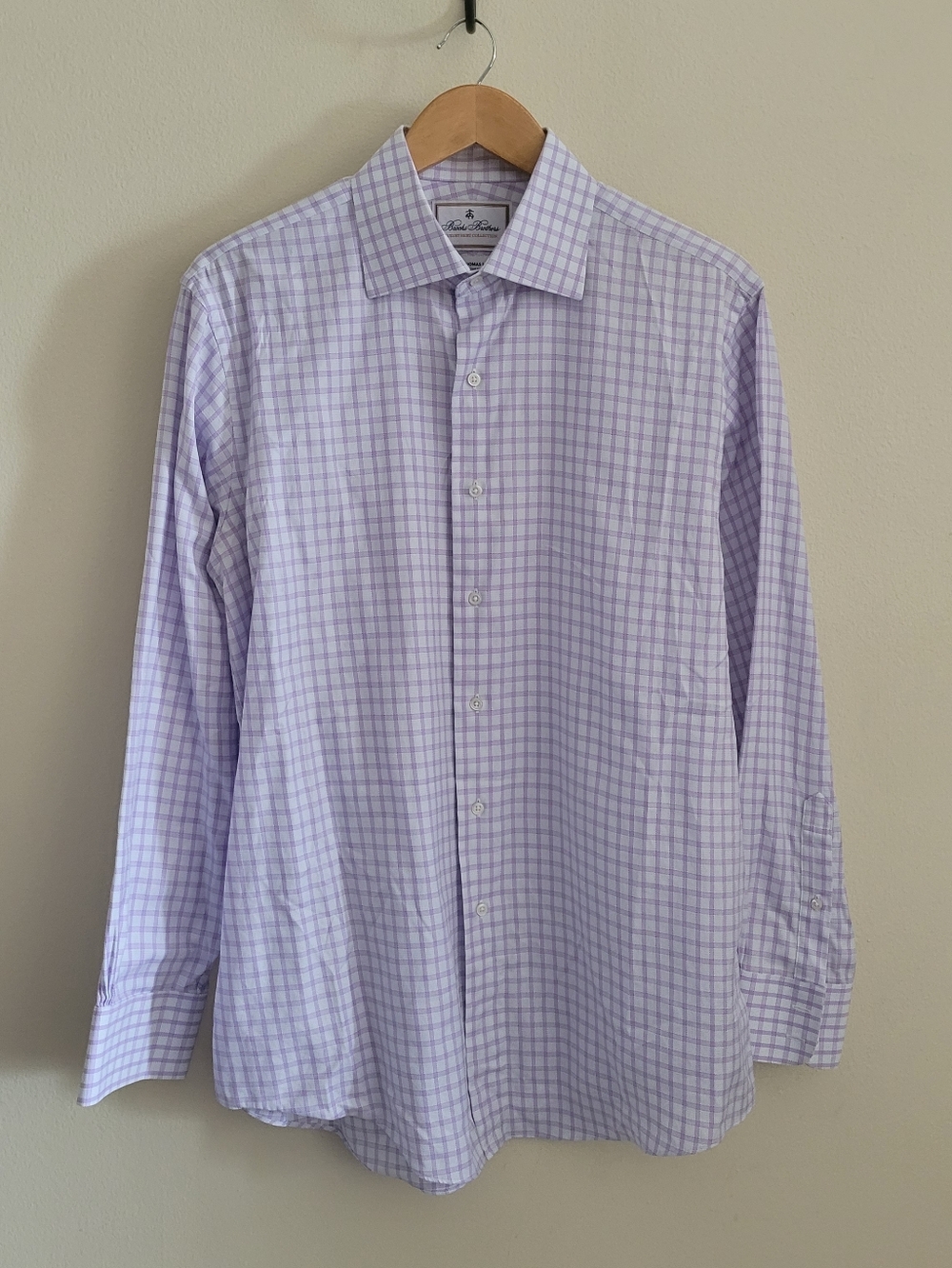 Brooks Brothers Thomas Mason Luxury Dress Shirt, Men's 16, White & Purple